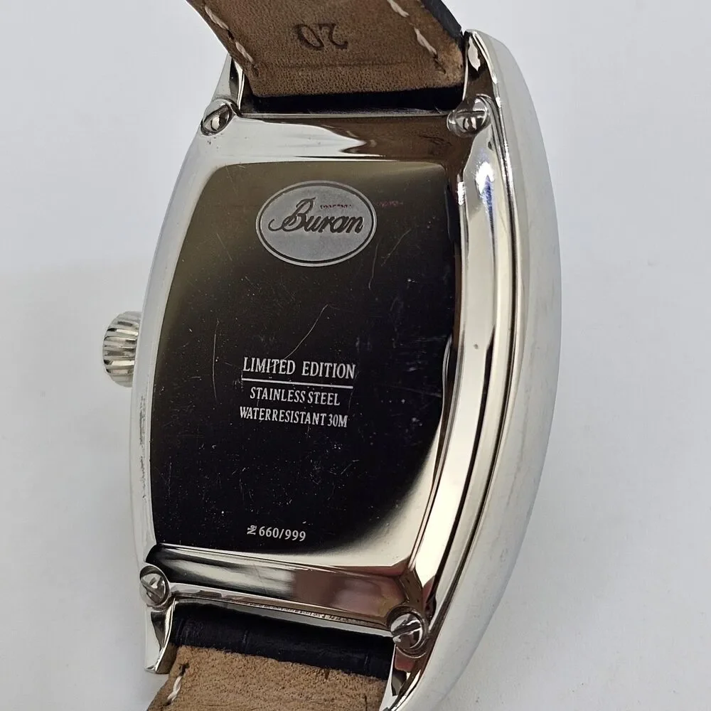 Buran Moonphase‎ Mechanical Watch 34MM Black Dial Leather Bands Limited Edition